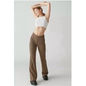 Urban Outfitters Brown Retro Flare Checkered Pants